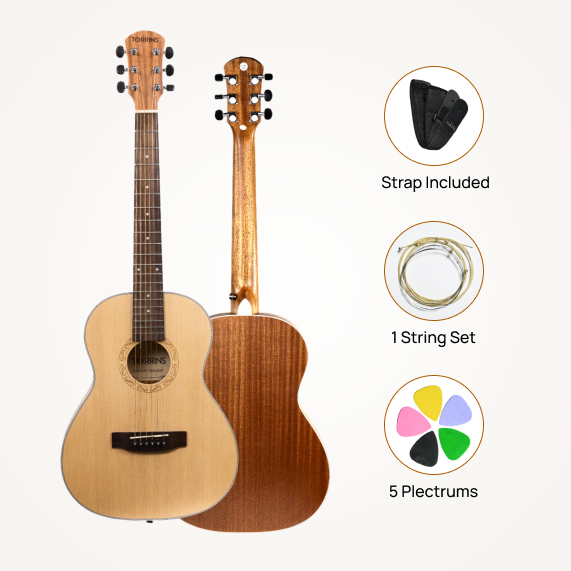 Torrins Natural Wood - Open Pore 36-Inch Semi-Acoustic Guitar, Sapele Spruce Rosewood, for Right Hand, 6 Strings - TORSA - 3650
