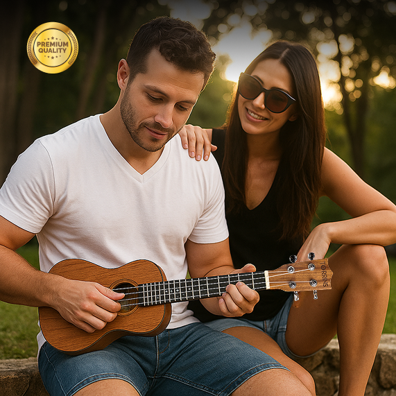 Torrins Mahogany Ukulele, 24 Inch, Brown Matte Finish - Includes 4 Plectrums & String Set