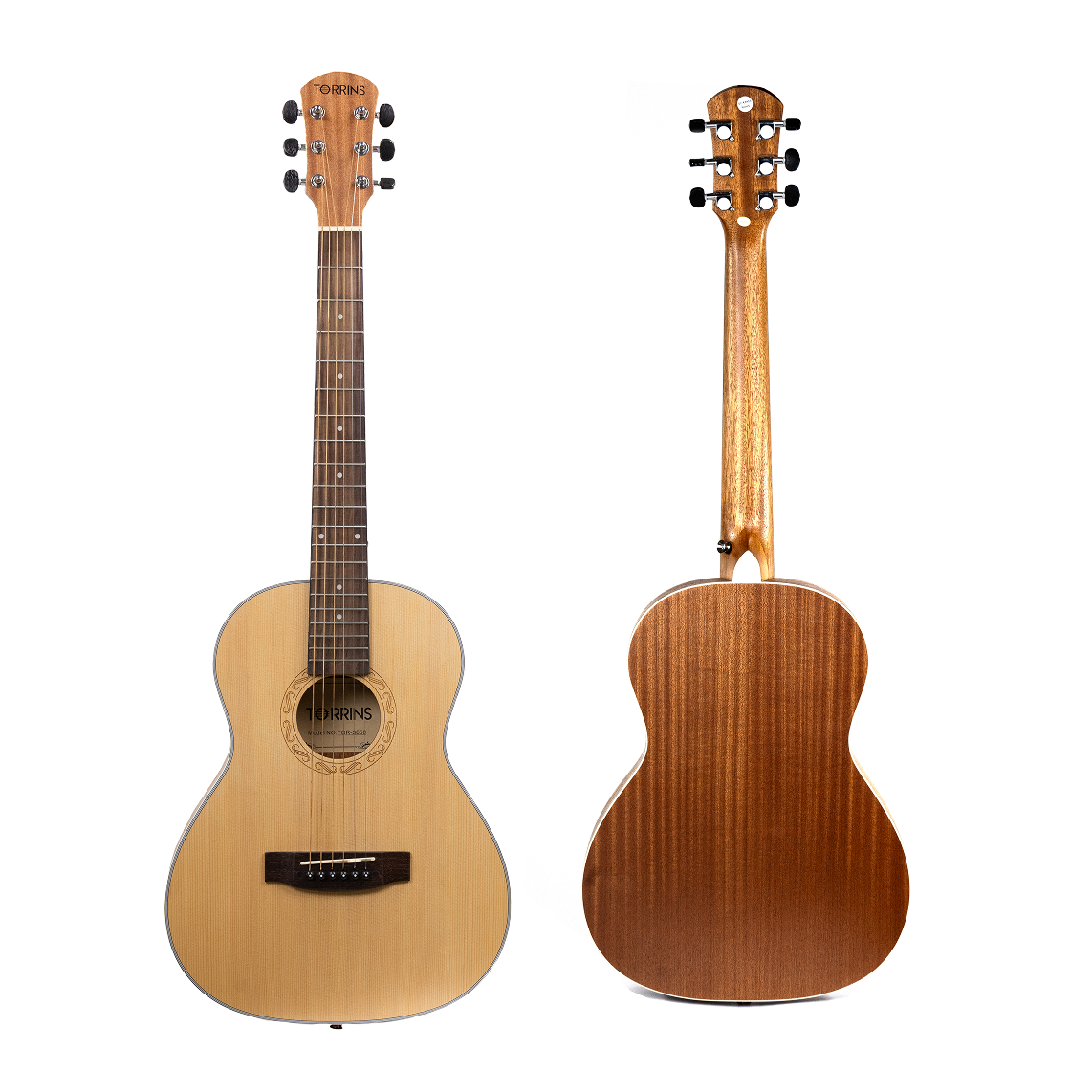 Torrins Natural Wood - Open Pore 36-Inch Semi-Acoustic Guitar, Sapele Spruce Rosewood, for Right Hand, 6 Strings - TORSA - 3650