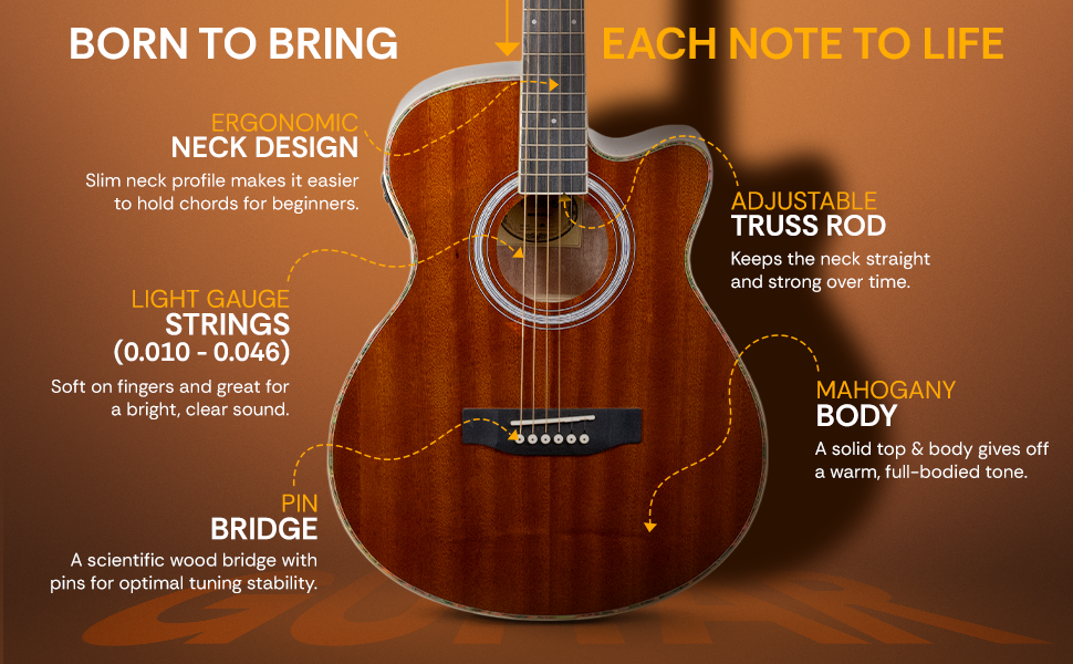 Torrins Progressa Series Semi-Acoustic Guitar - 30C/31C, 6-String Mahogany Guitar