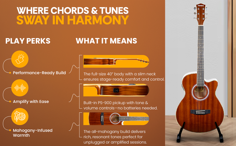 Torrins Progressa Series Semi-Acoustic Guitar - 30C/31C, 6-String Mahogany Guitar