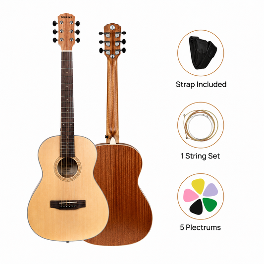 Torrins Progressa Series Natural Wood 36-Inch Acoustic Guitar, Sapele Spruce Rosewood, Right Hand, 6 Strings, TOR - 3650