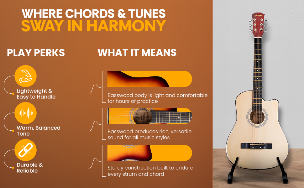 Torrins Spark Series Acoustic Guitar: T38 | Glossy Finish