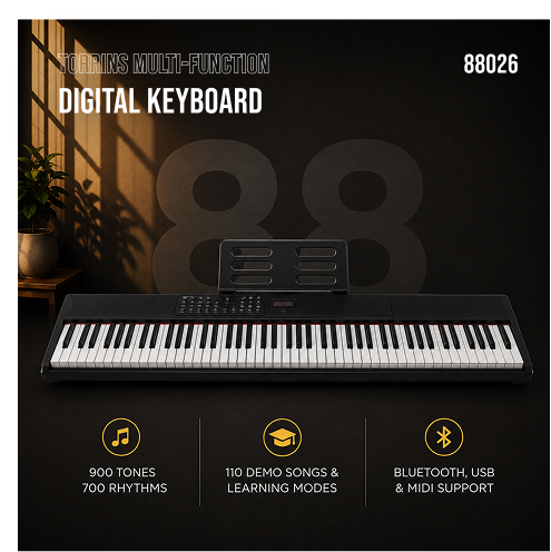 Torrins 88 Keys Digital Keyboard Piano (88026) with Bluetooth, MIDI, USB & Record Function – Multi-Function Electronic Keyboard for Beginners to Advanced Players