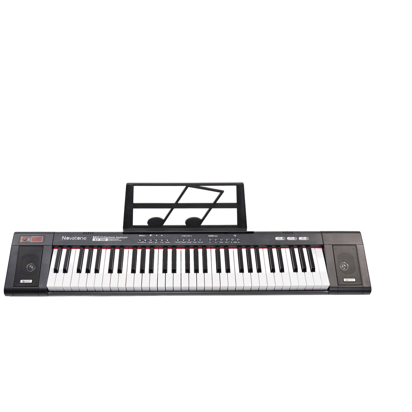Novatone NT-100 61 Keys Musical Keyboard with 199 Tones, 199 Rhythms, 59 Demo Songs, Recording & LED Display