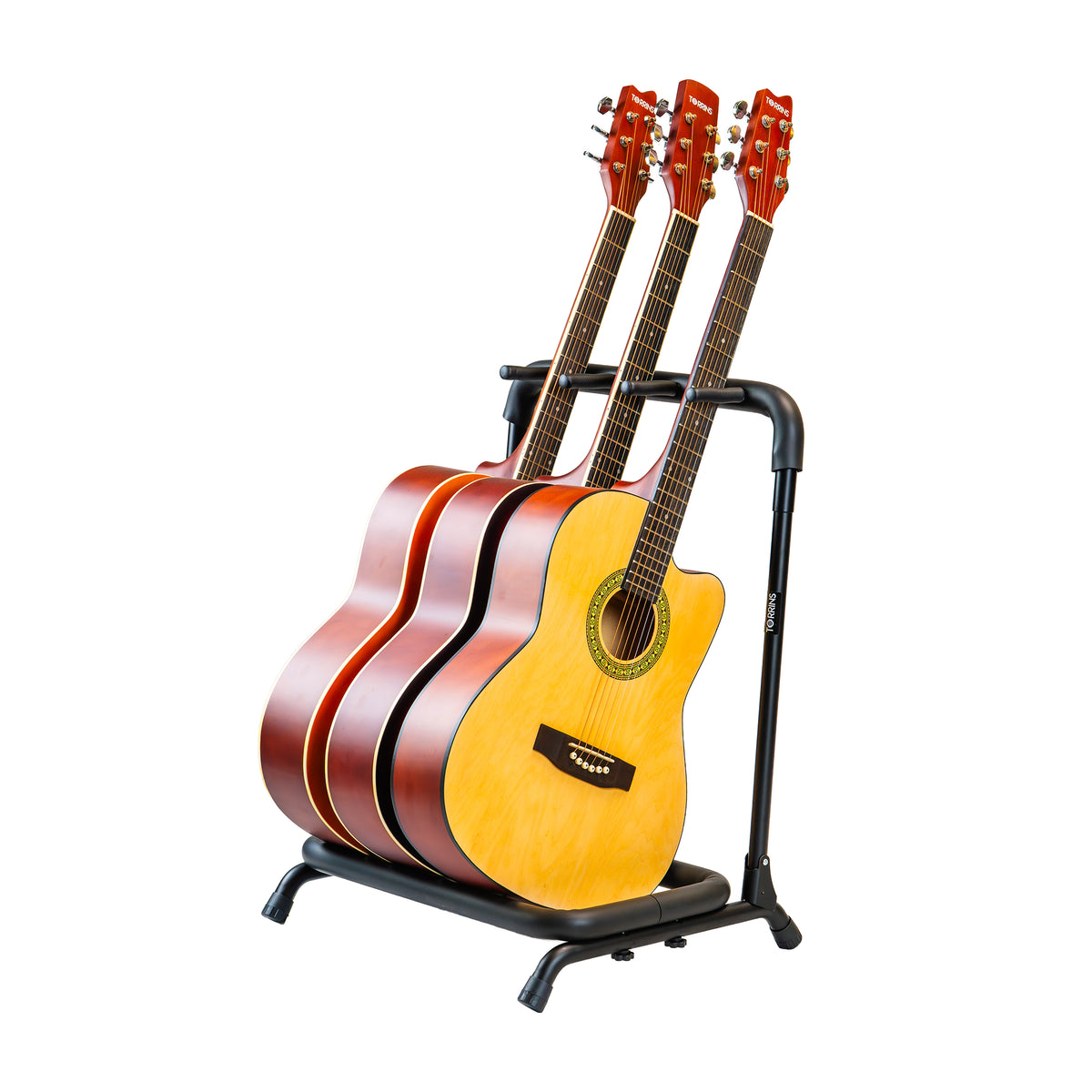 Torrins 3-Slot Universal Multi Guitar Rack Stand – Heavy-Duty Metal Floor Stand for Acoustic, Electric & Bass Guitars