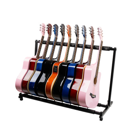 Torrins 9-Slot Universal Multi Guitar Rack Stand – Heavy-Duty Metal Floor Stand for Acoustic, Electric & Bass Guitars