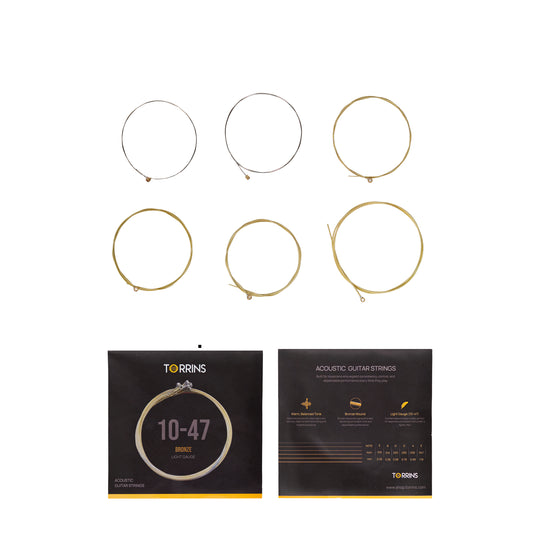 Torrins Acoustic Guitar String Set 10–47 Light Gauge Bronze | Warm Balanced Tone, Easy Playability