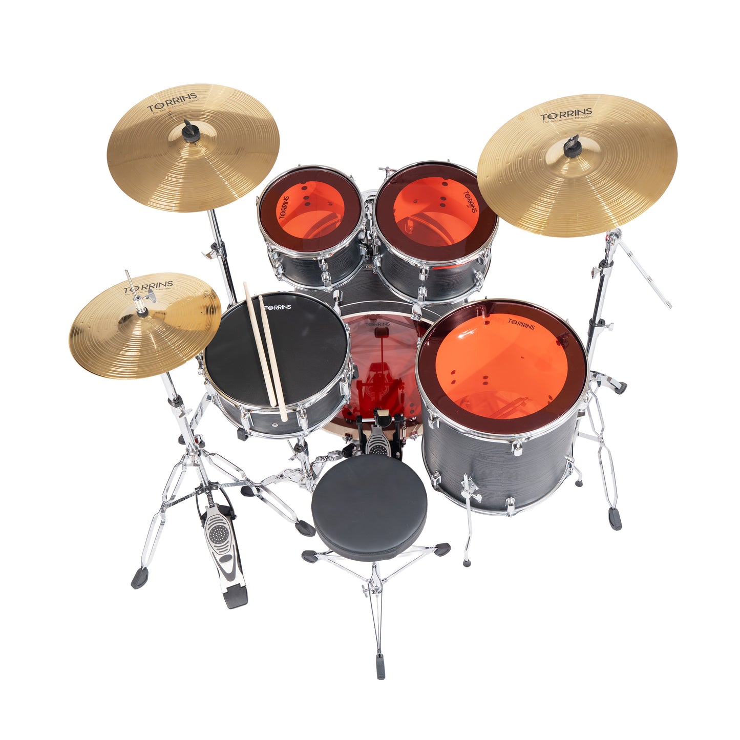 Torrins TempoX Series Acoustic Drum Kit with Hardware, Cymbals, High Hat & Throne