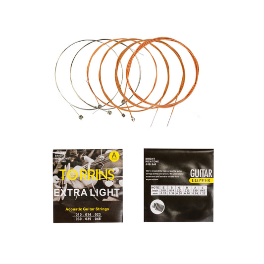 Torrins Acoustic Guitar String Set 10–48 Extra Light Gauge Copper | Bright Rich Tone
