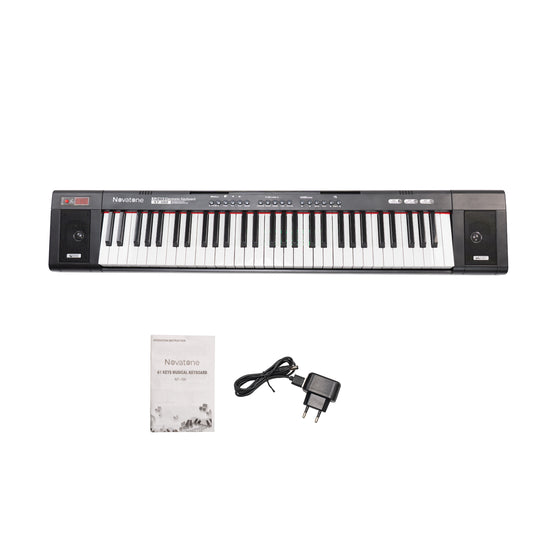 Novatone NT-100 61 Keys Musical Keyboard with 199 Tones, 199 Rhythms, 59 Demo Songs, Recording & LED Display