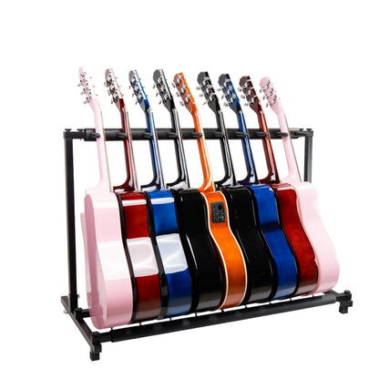 Torrins 9-Slot Universal Multi Guitar Rack Stand – Heavy-Duty Metal Floor Stand for Acoustic, Electric & Bass Guitars