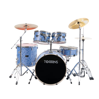 Torrins TempoX Series Acoustic Drum Kit with Hardware, Cymbals, High Hat & Throne