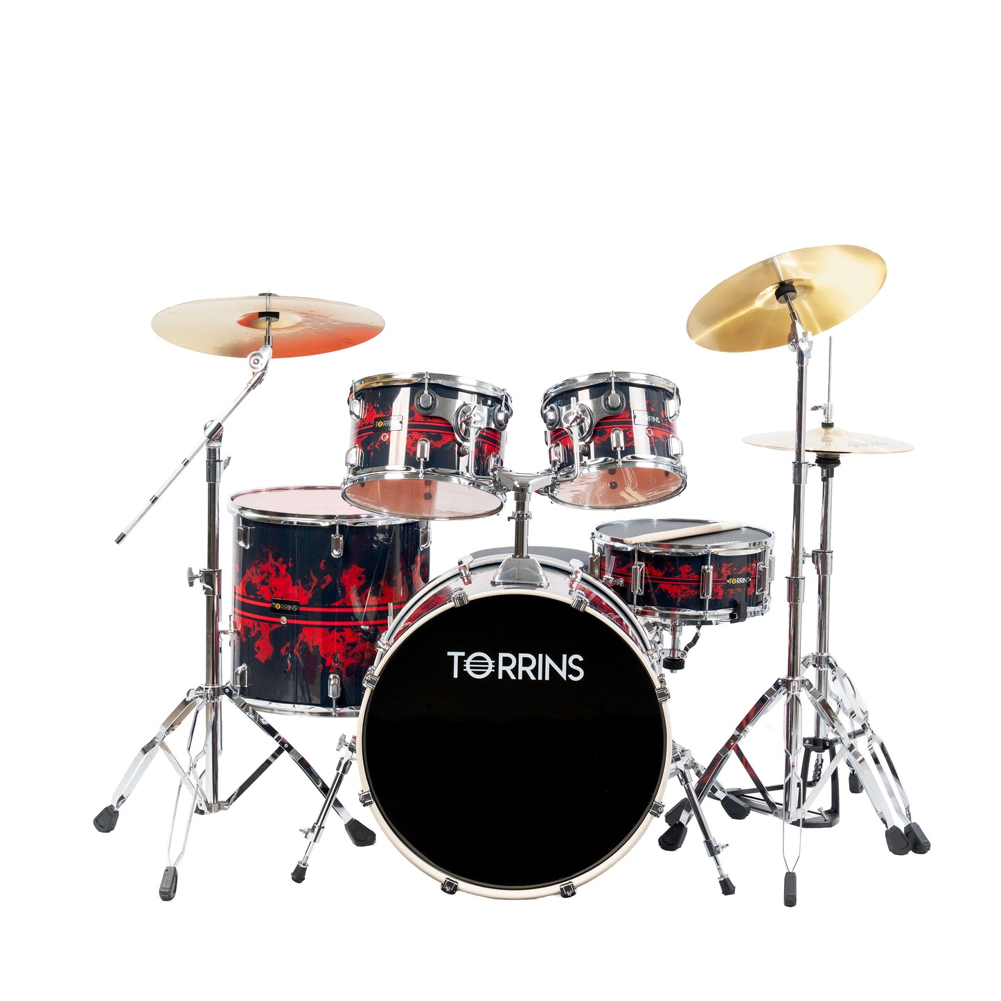 Torrins TempoX Series Acoustic Drum Kit with Hardware, Cymbals, High Hat & Throne