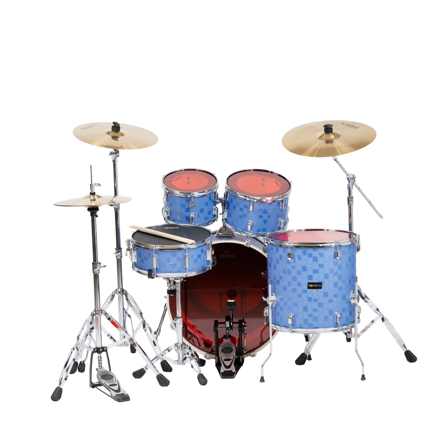 Torrins TempoX Series Acoustic Drum Kit with Hardware, Cymbals, High Hat & Throne