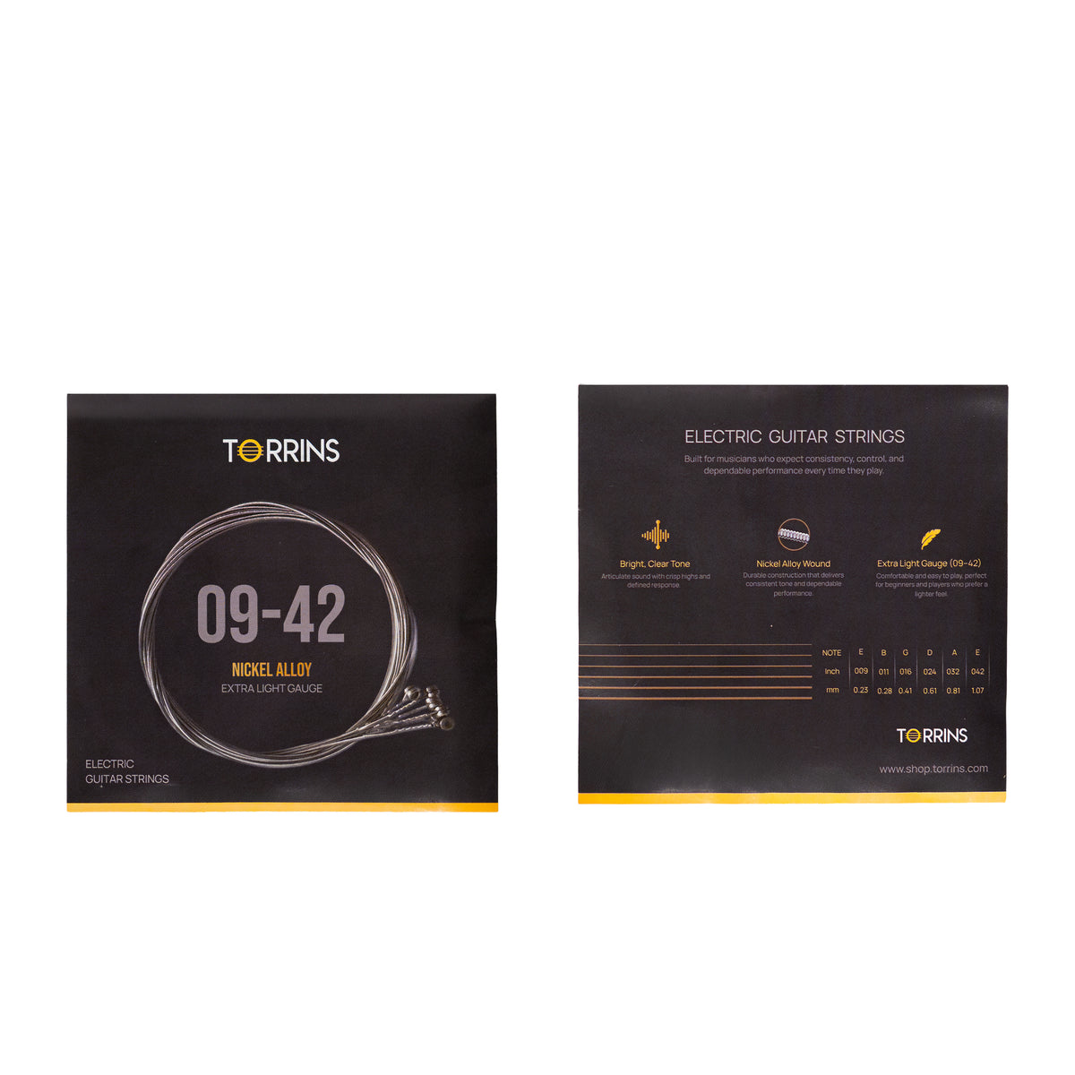 Torrins Electric Guitar Strings | 09–42 Extra Light Gauge Nickel Alloy | Bright Tone & Easy Playability