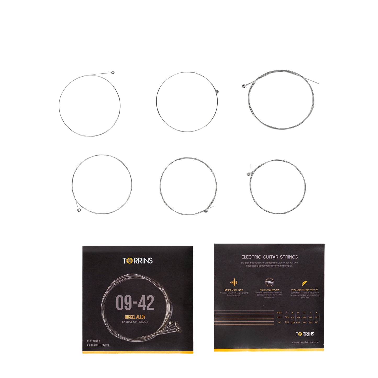 Torrins Electric Guitar Strings | 09–42 Extra Light Gauge Nickel Alloy | Bright Tone & Easy Playability