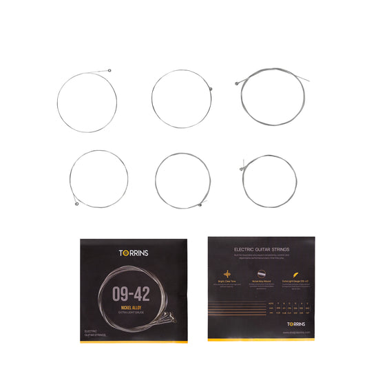 Torrins Electric Guitar Strings | 09–42 Extra Light Gauge Nickel Alloy | Bright Tone & Easy Playability