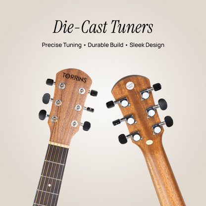 Torrins Natural Wood - Open Pore 36-Inch Semi-Acoustic Guitar, Sapele Spruce Rosewood, for Right Hand, 6 Strings - TORSA - 3650