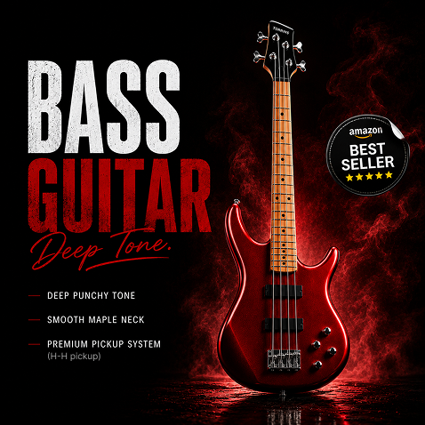 Torrins Progressa Series Bass Guitar with H-H Pickup | Available in Black, Sunburst, Blue and Red Color