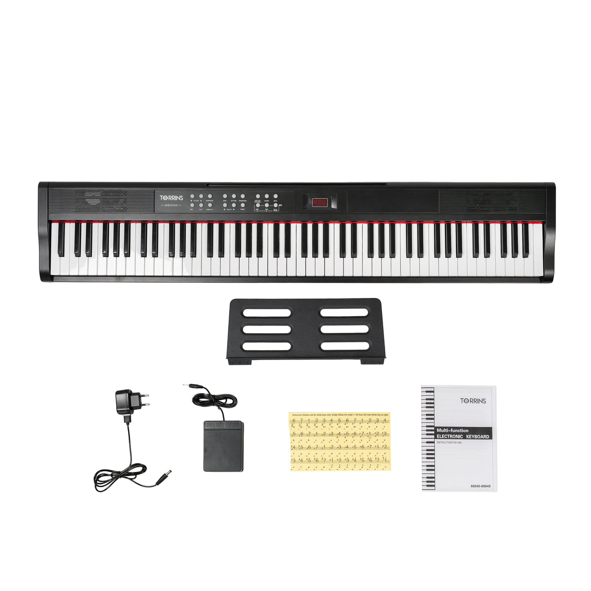 Torrins 88 Keys Multi-Function Digital Piano Keyboard| 88045 | 900 Tones, 700 Rhythm, 110 Demo Songs, Bluetooth, USB, MIDI | Ideal for Beginners & Hobby Players