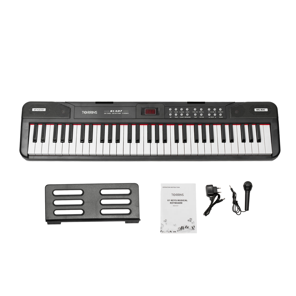 Torrins 61 Keys Keyboard for Beginners with Mic | MQ61A07
