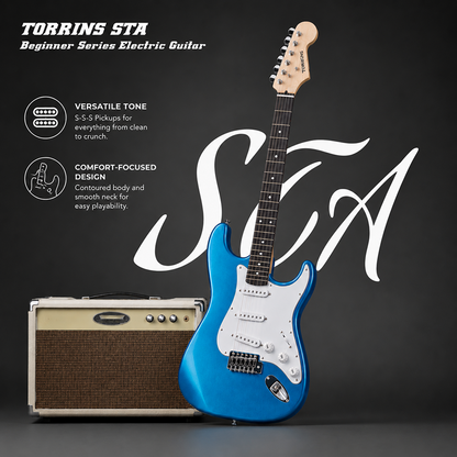 Torrins Spark Series Electric Guitar STA with Rosewood Fingerboard, 22 Frets, Basswood Body & Single Coil Pickups | For Beginners & Intermediate Players