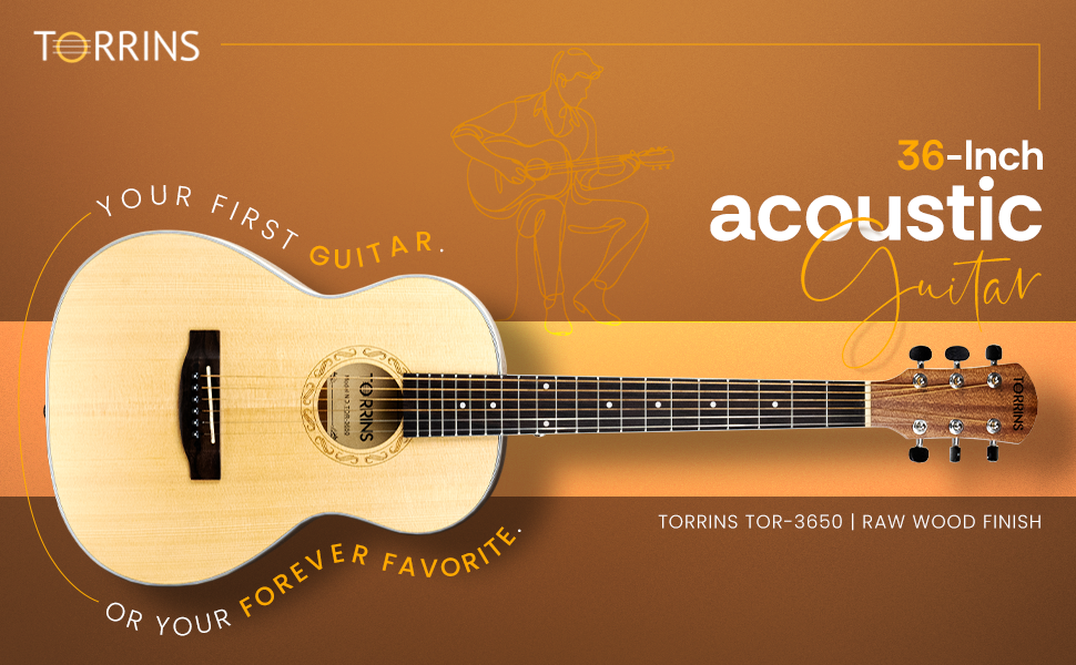 Torrins Natural Wood 36-Inch Acoustic Guitar, Sapele Spruce Rosewood, Right Hand, 6 Strings, TOR - 3650