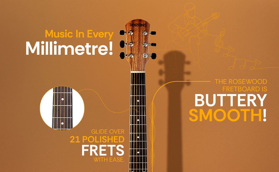 Torrins Natural Wood 36-Inch Acoustic Guitar, Sapele Spruce Rosewood, Right Hand, 6 Strings, TOR - 3650