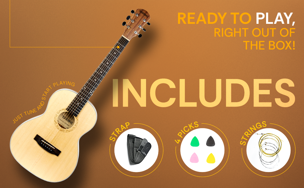 Torrins Natural Wood 36-Inch Acoustic Guitar, Sapele Spruce Rosewood, Right Hand, 6 Strings, TOR - 3650