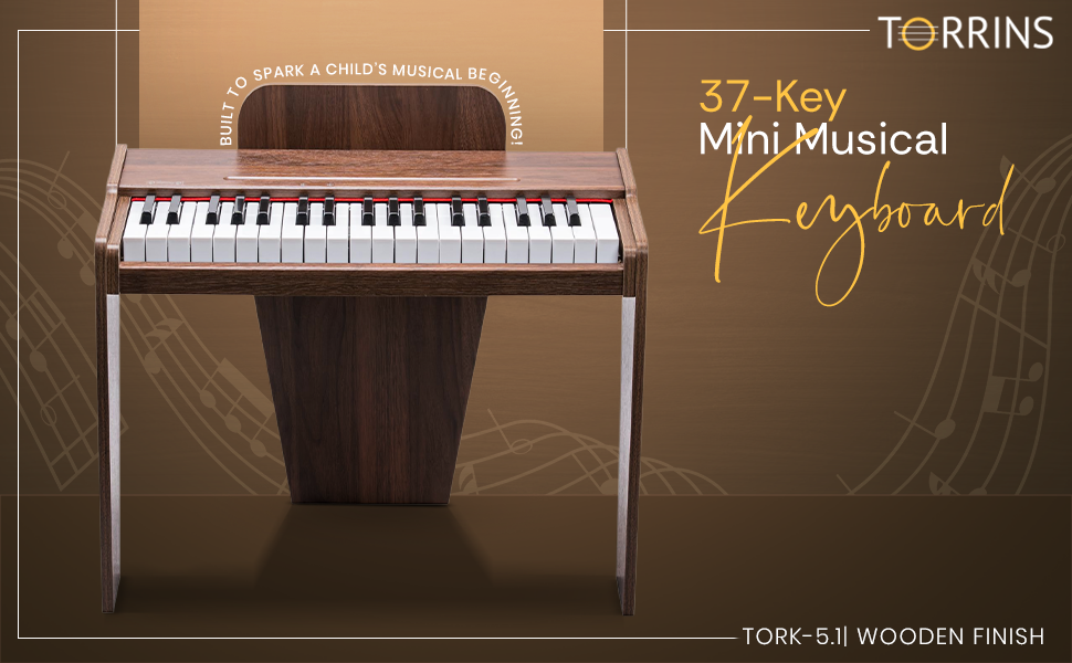 Torrins 37-Key Baby Digital Piano for Kids – Wooden Style Mini Keyboard with Headphone & Audio Input