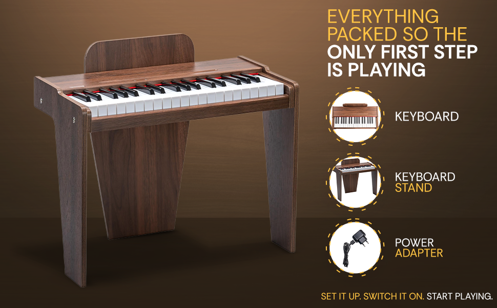 Torrins 37-Key Baby Digital Piano for Kids – Wooden Style Mini Keyboard with Headphone & Audio Input