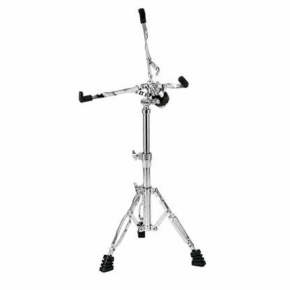 Heavy-Duty Adjustable Snare Drum Stand | Double-Braced Legs, Chrome-Plated Finish, Non-Slip Rubber Grips | Height Adjustable for Acoustic & Electronic Drums | Clamp Style Basket Holder