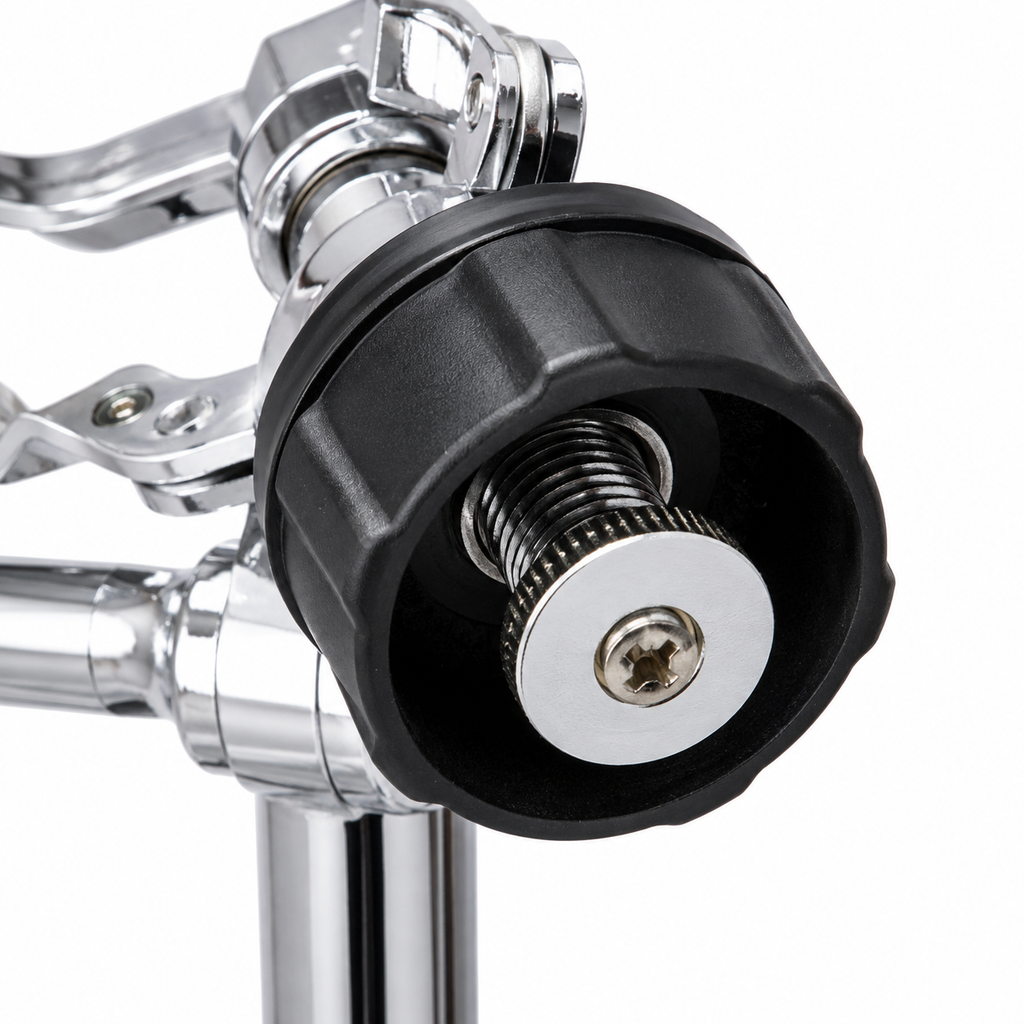 Heavy-Duty Adjustable Snare Drum Stand | Double-Braced Legs, Chrome-Plated Finish, Non-Slip Rubber Grips | Height Adjustable for Acoustic & Electronic Drums | Clamp Style Basket Holder