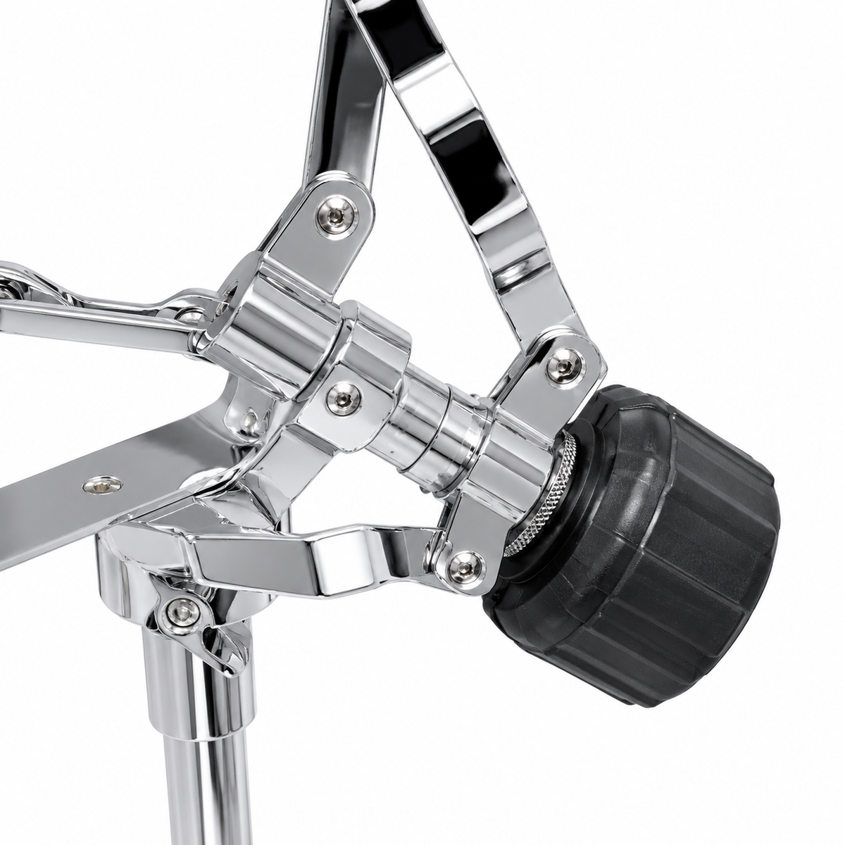 Heavy-Duty Adjustable Snare Drum Stand | Double-Braced Legs, Chrome-Plated Finish, Non-Slip Rubber Grips | Height Adjustable for Acoustic & Electronic Drums | Clamp Style Basket Holder