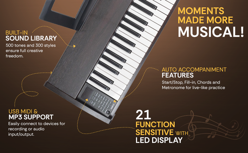 Torrins 61-Key Touch-Sensitive Piano Keyboard | TORP 5