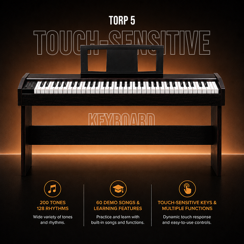 Torrins 61-Key Touch-Sensitive Piano Keyboard | TORP 5
